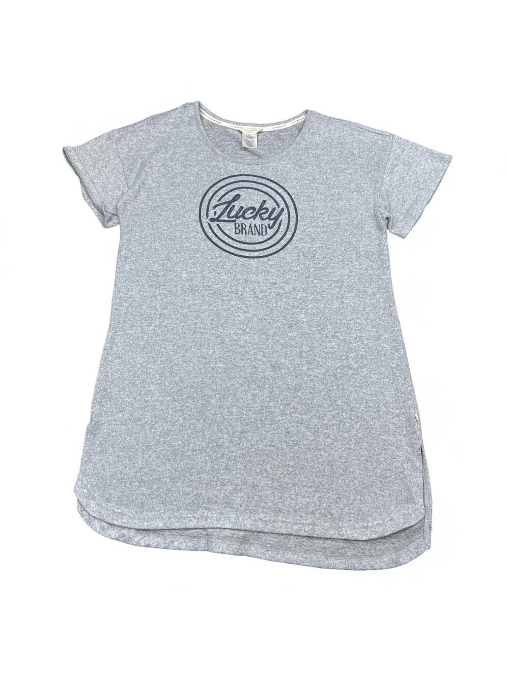Lucky Brand Long Line Top Womens Size Medium Gray Short Sleeve Knit T Shirt